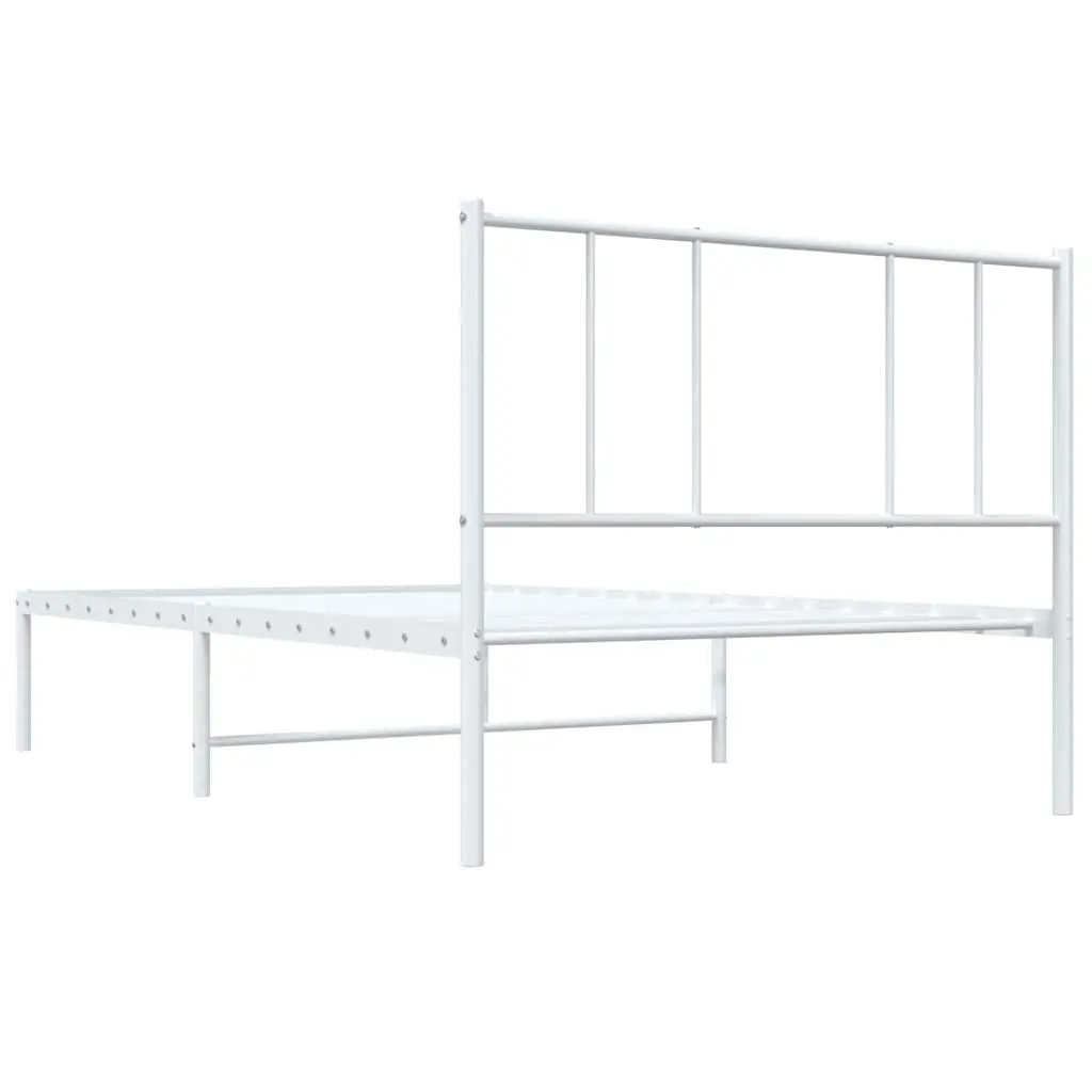 King Single Metal Bed Frame with White Headboard