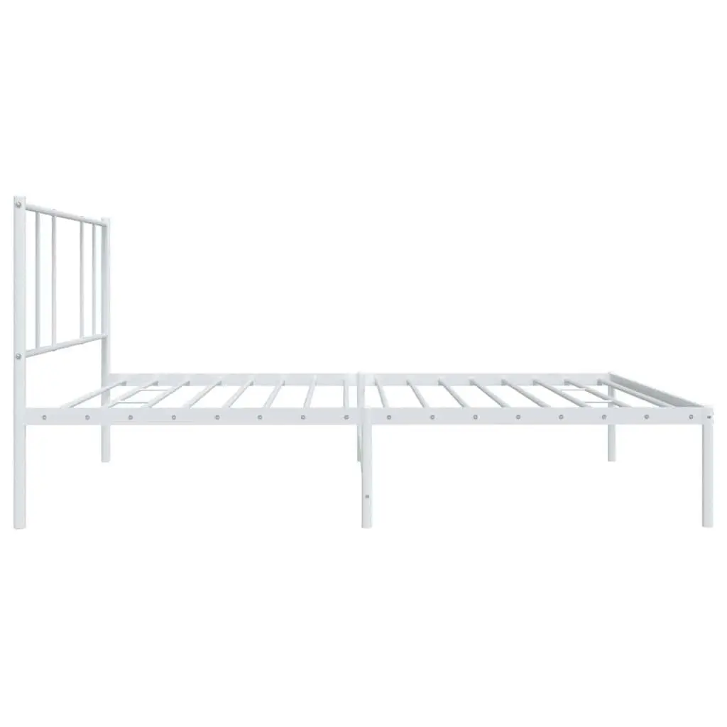 King Single Metal Bed Frame with White Headboard