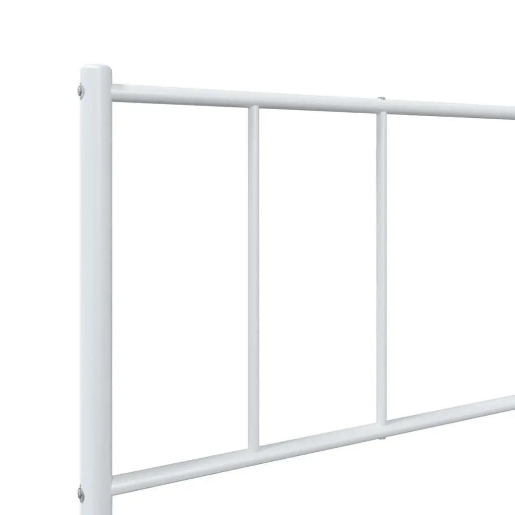 Metal Bed Frame King Single White 107x203 cm Powder-Coated Steel Slatted Base Footboard