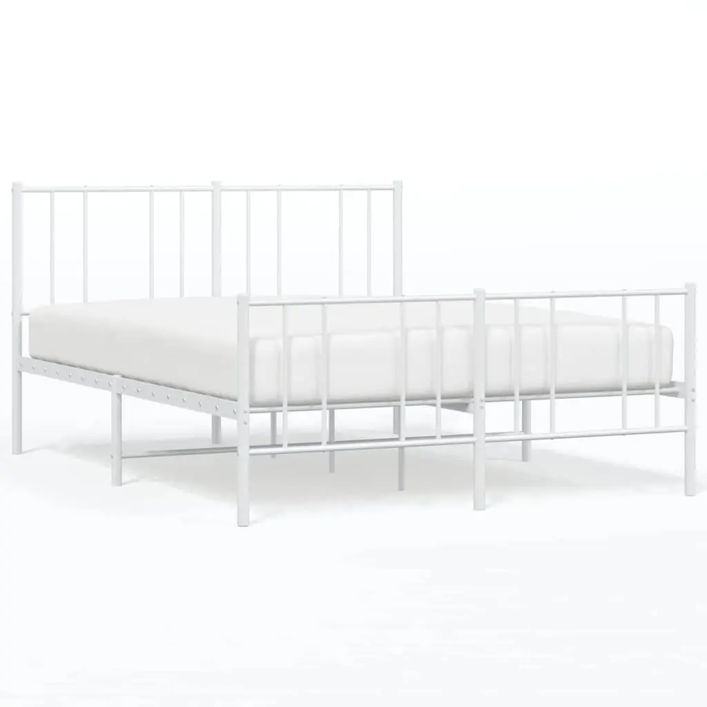 White Metal Bed Frame with Footboard 135x190cm