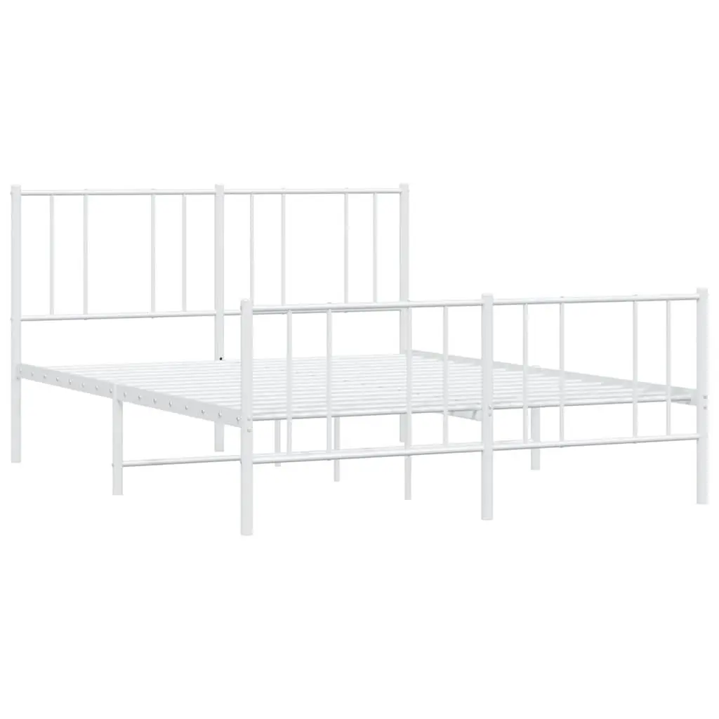 White Metal Bed Frame with Footboard 135x190cm