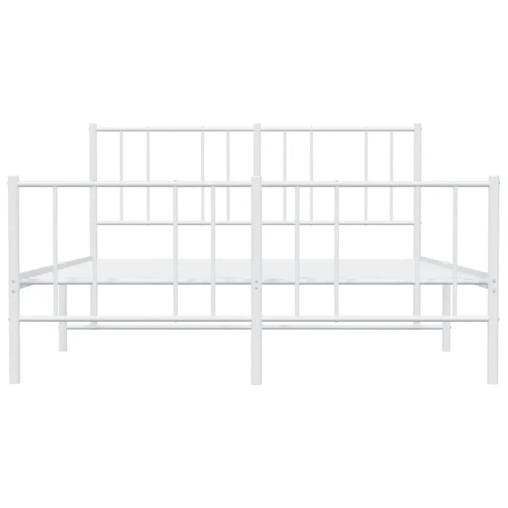 White Metal Bed Frame with Footboard 135x190cm