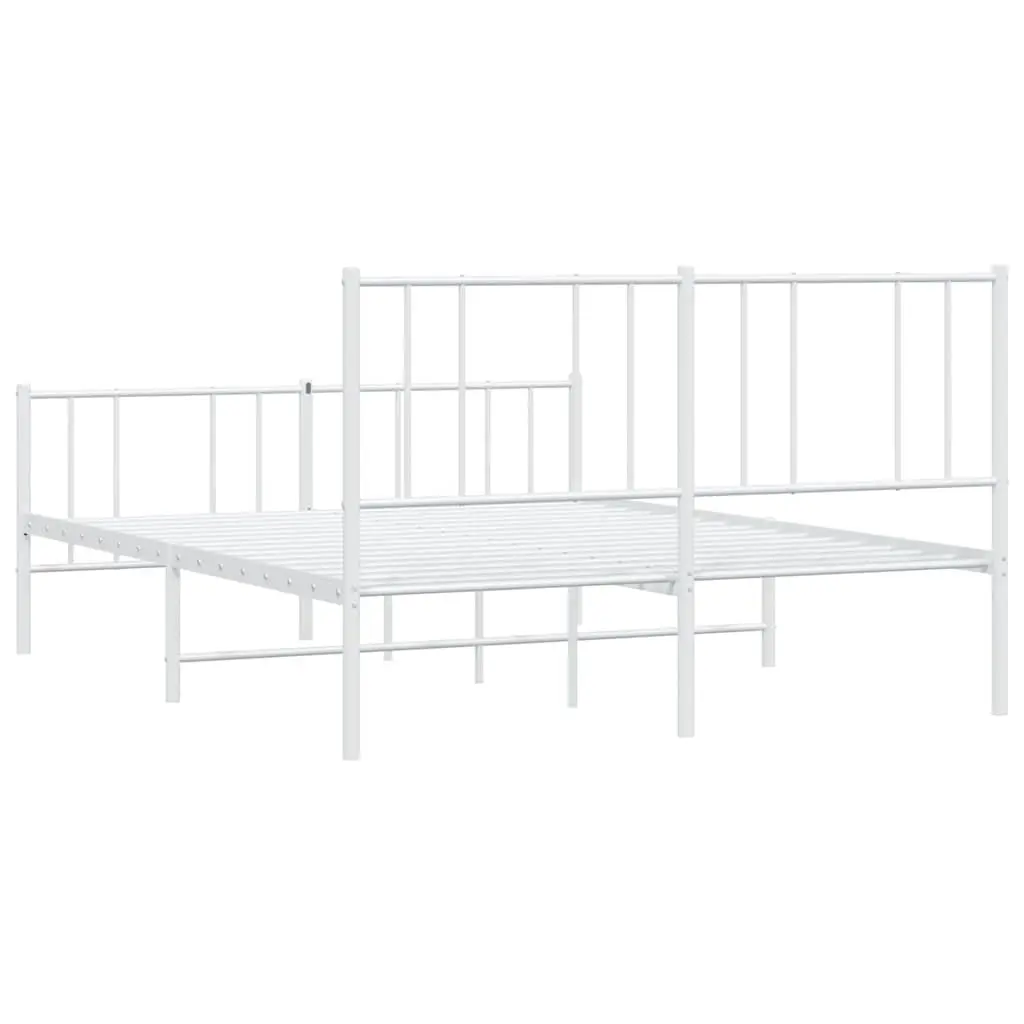 White Metal Bed Frame with Footboard 135x190cm