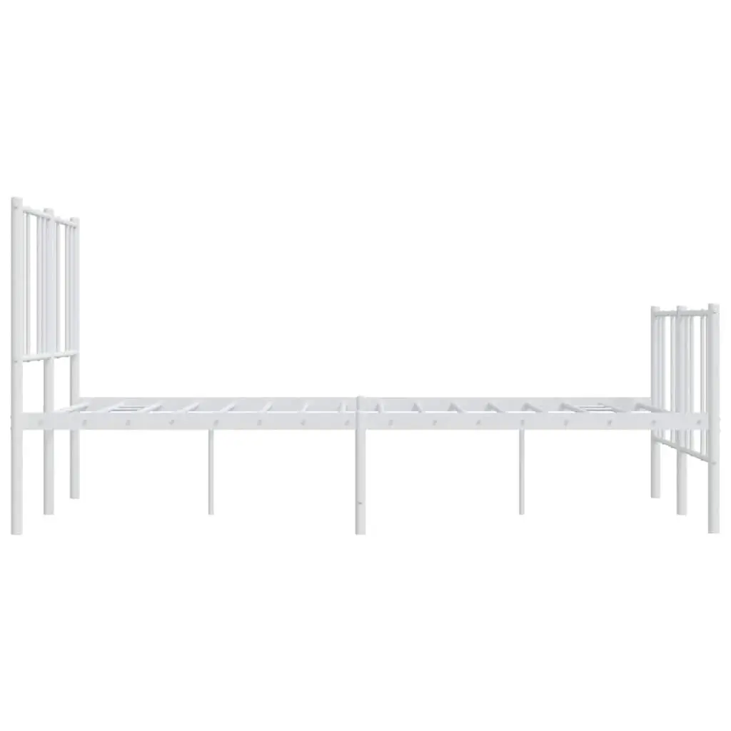 White Metal Bed Frame with Footboard 135x190cm
