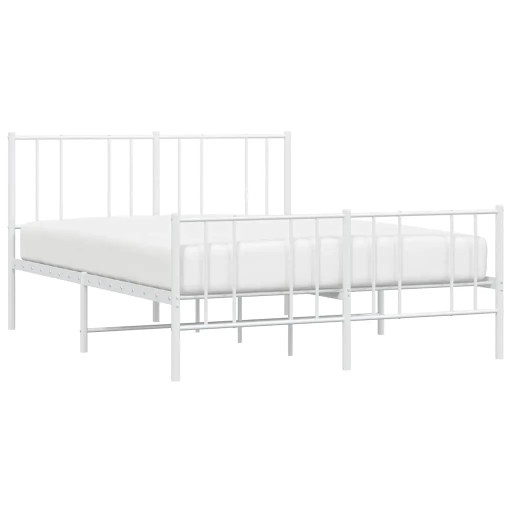 White Metal Bed Frame with Footboard 135x190cm