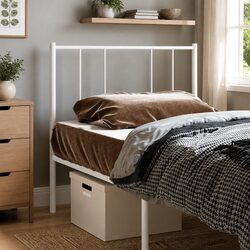 White Metal Headboard 90cm for a Cozy Bedroom