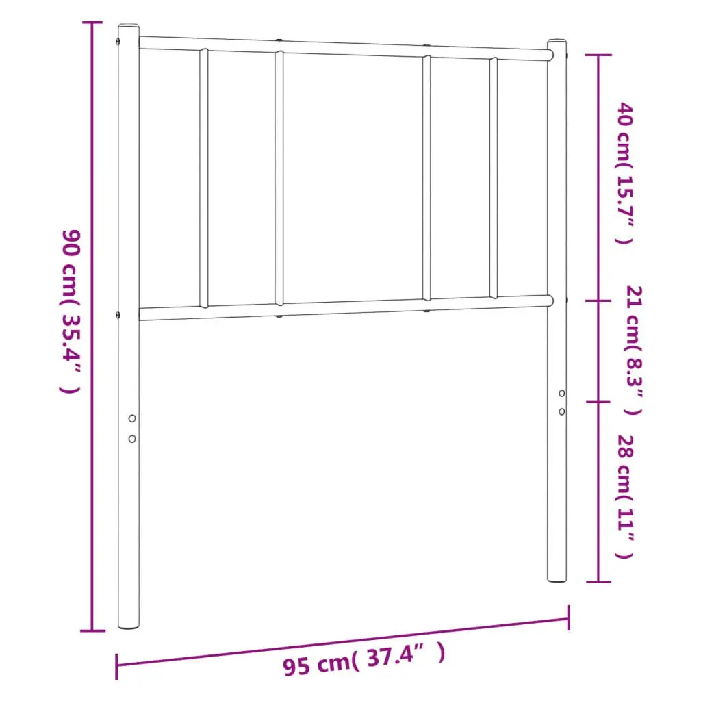 Metal Headboard White 90cm Powder Coated Steel Frame