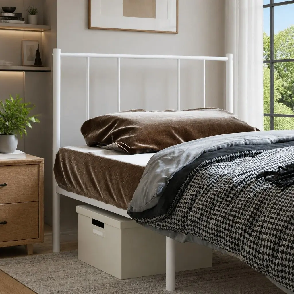 Metal Headboard White 107cm Powder Coated Steel Frame