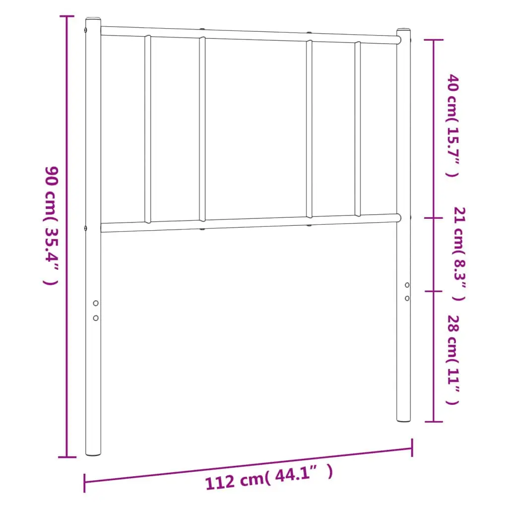 Metal Headboard White 107cm Powder Coated Steel Frame