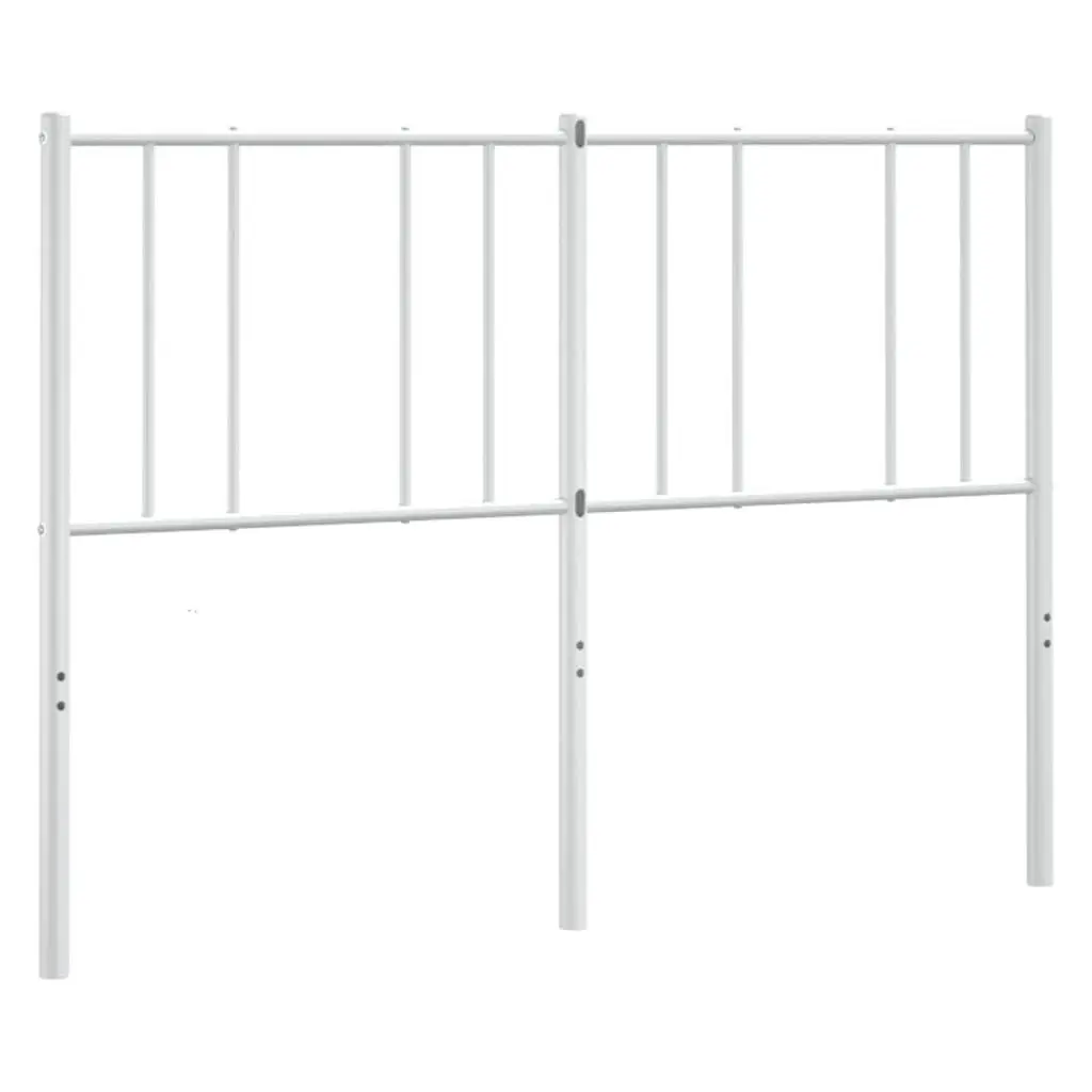 Metal Headboard White 135cm Powder-coated Steel Bed Frame Support