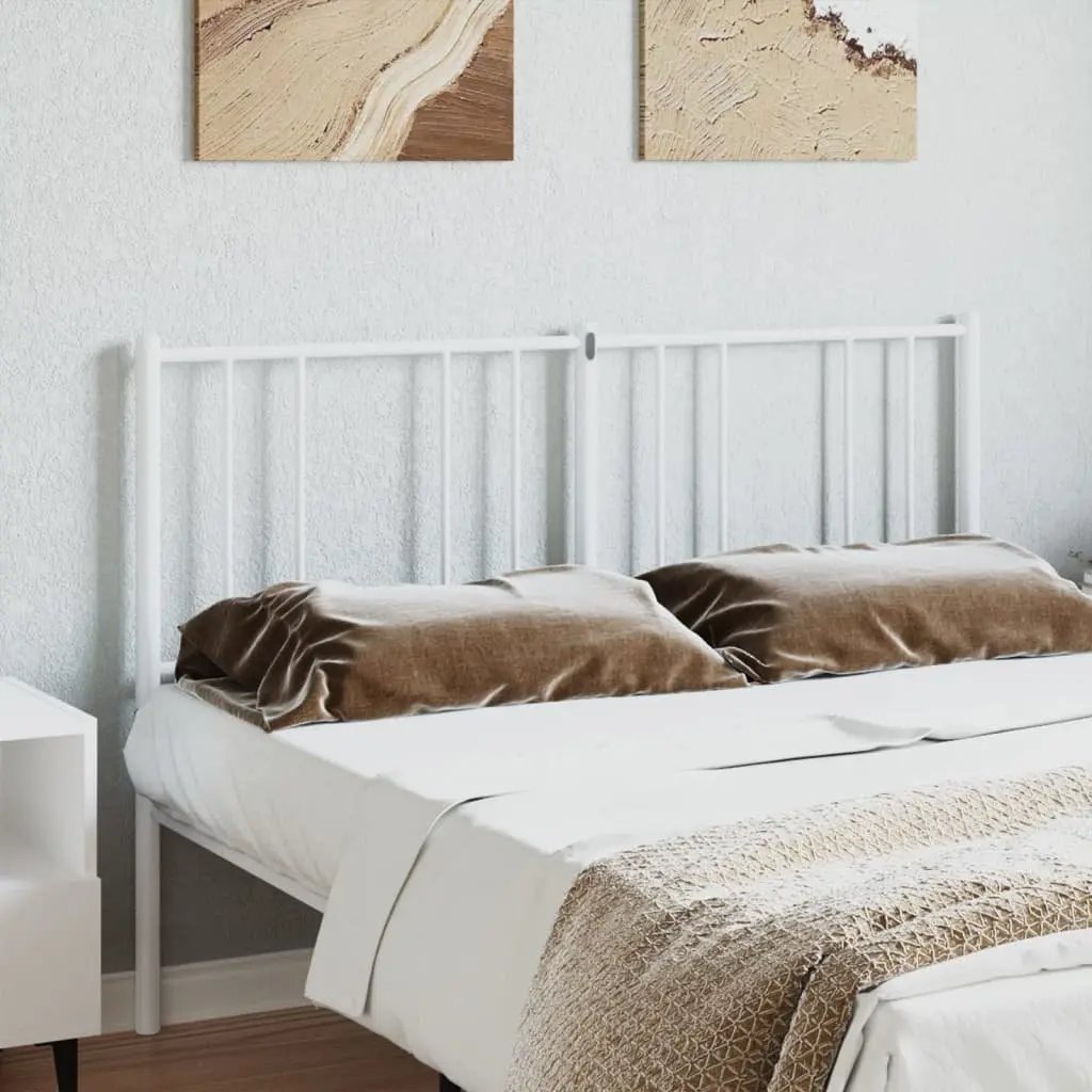 Metal Headboard White 135cm Powder-coated Steel Bed Frame Support