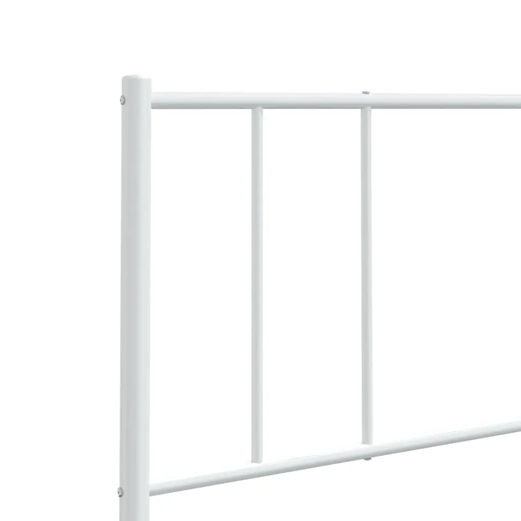 Metal Headboard White 135cm Powder-coated Steel Bed Frame Support