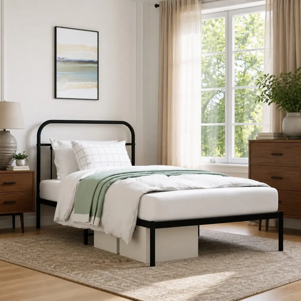 Metal Bed Frame King Single 107x203cm Black