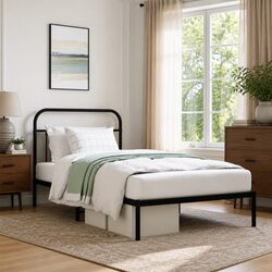 Elegant Metal Bed Frame King Single 107x203cm Black