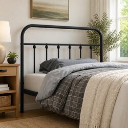 Stylish Black Metal Headboard for Bed Frame