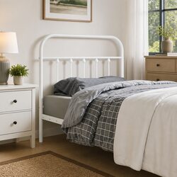 White Metal Headboard 90cm for Elegant Bedrooms