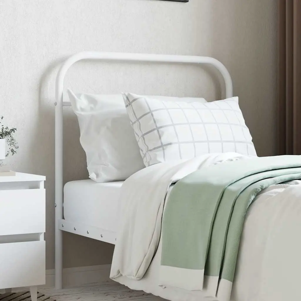 Metal Headboard White 90cm Powder-coated Steel Bed Frame Head Board