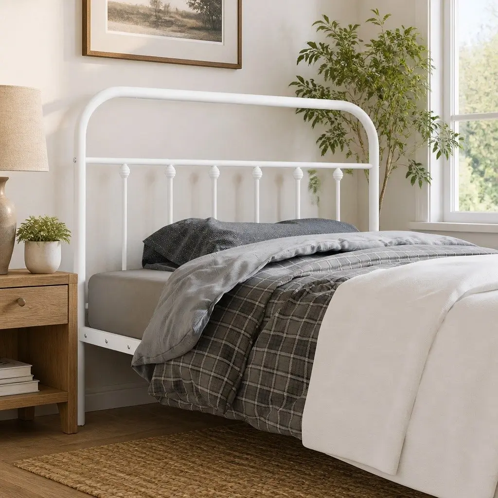 Metal Headboard White 107 cm Powder-Coated Steel