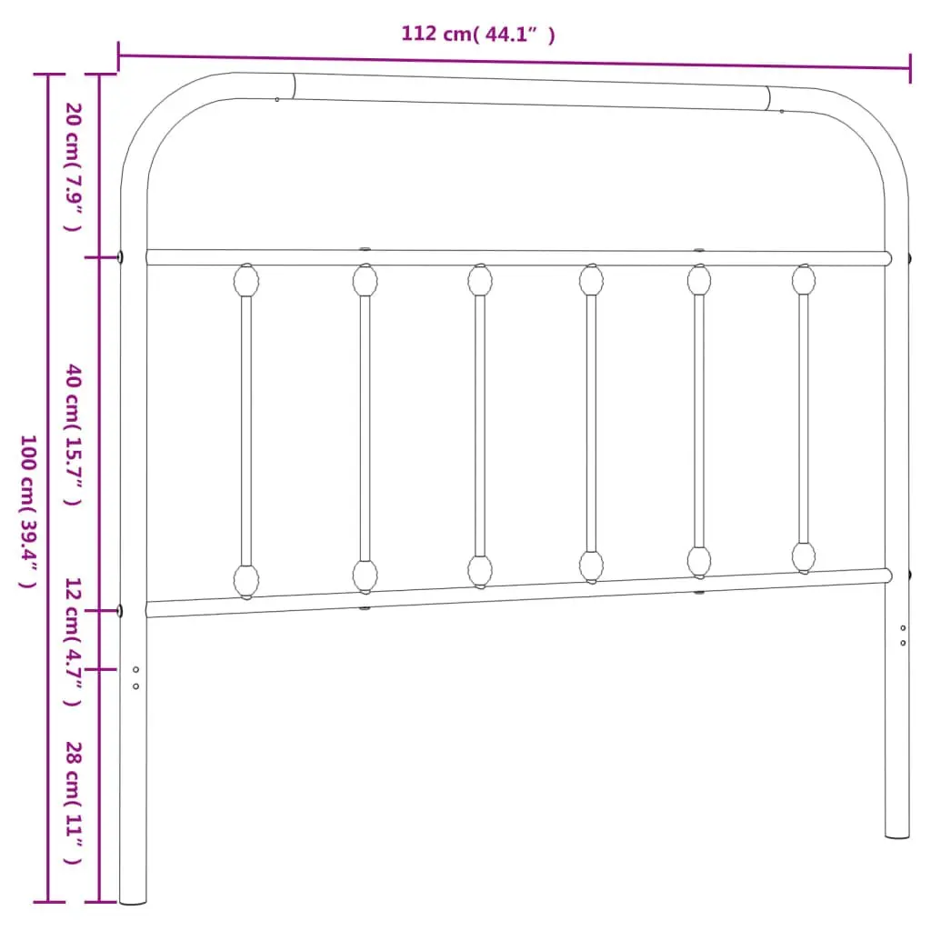 Metal Headboard White 107 cm Powder-Coated Steel