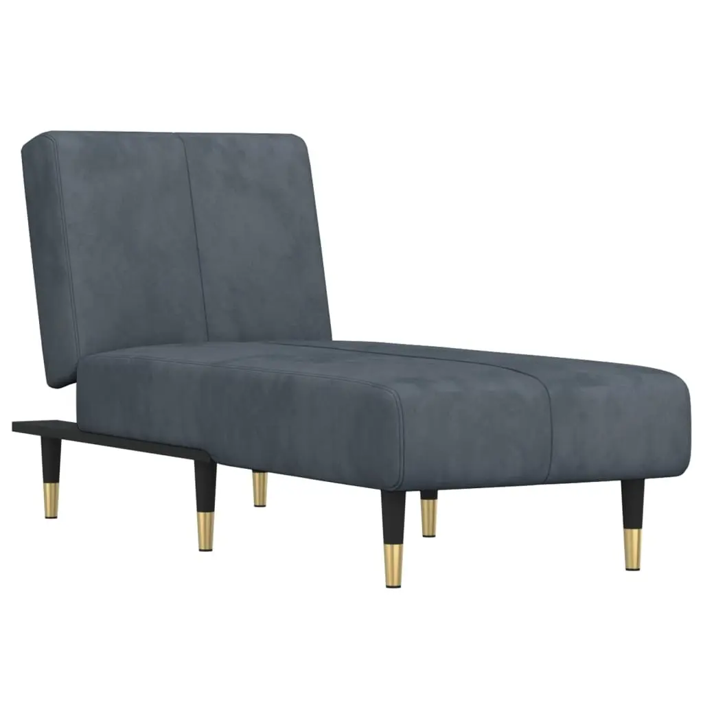 Chaise Longue Grey Velvet Convertible Lounge Sofa 3 Position