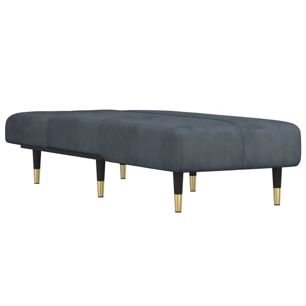 Chaise Longue Grey Velvet Convertible Lounge Sofa 3 Position