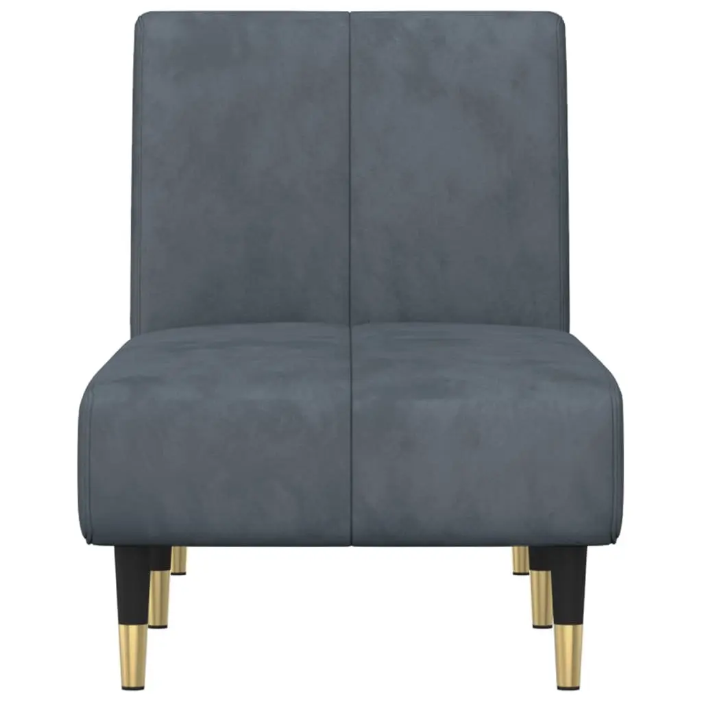 Chaise Longue Grey Velvet Convertible Lounge Sofa 3 Position