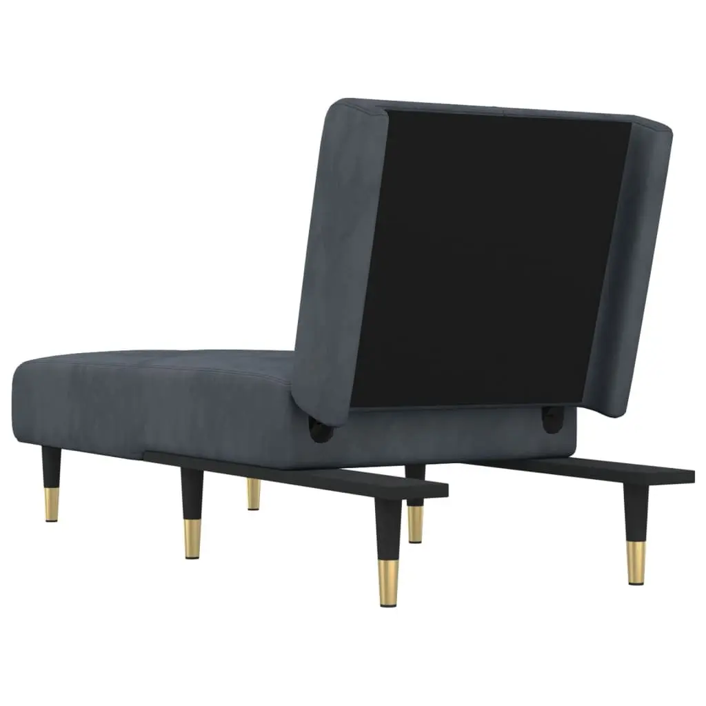 Chaise Longue Grey Velvet Convertible Lounge Sofa 3 Position