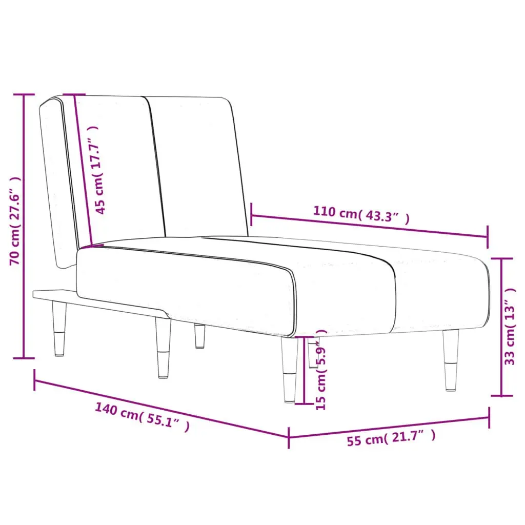 Chaise Longue Grey Velvet Convertible Lounge Sofa 3 Position