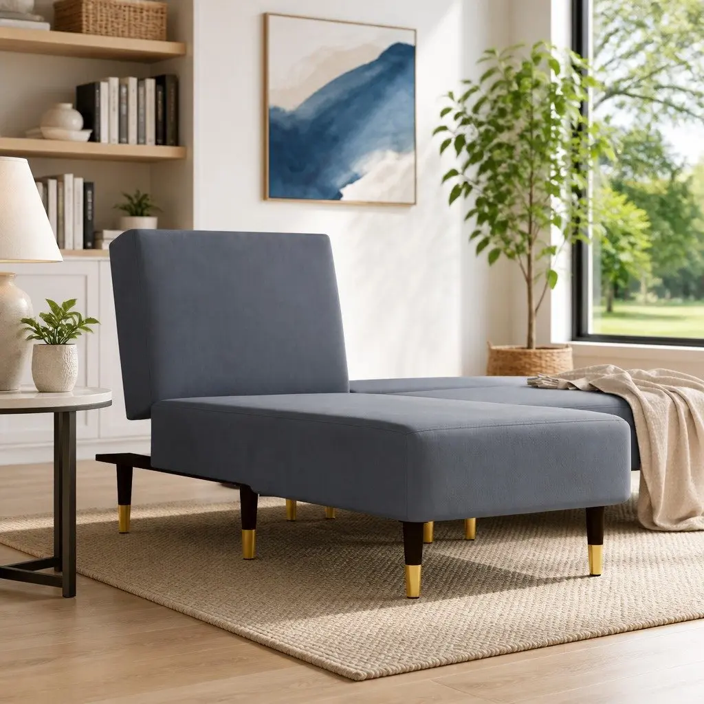 Convertible Velvet Chaise Longue Recliner Sofa