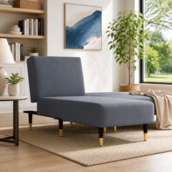 Convertible Velvet Chaise Longue Recliner Sofa