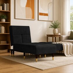 Black Velvet Chaise Longue Reclining Lounge Chair