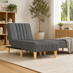 Grey Chaise Longue Reclining Lounge Chair with 3 Positions