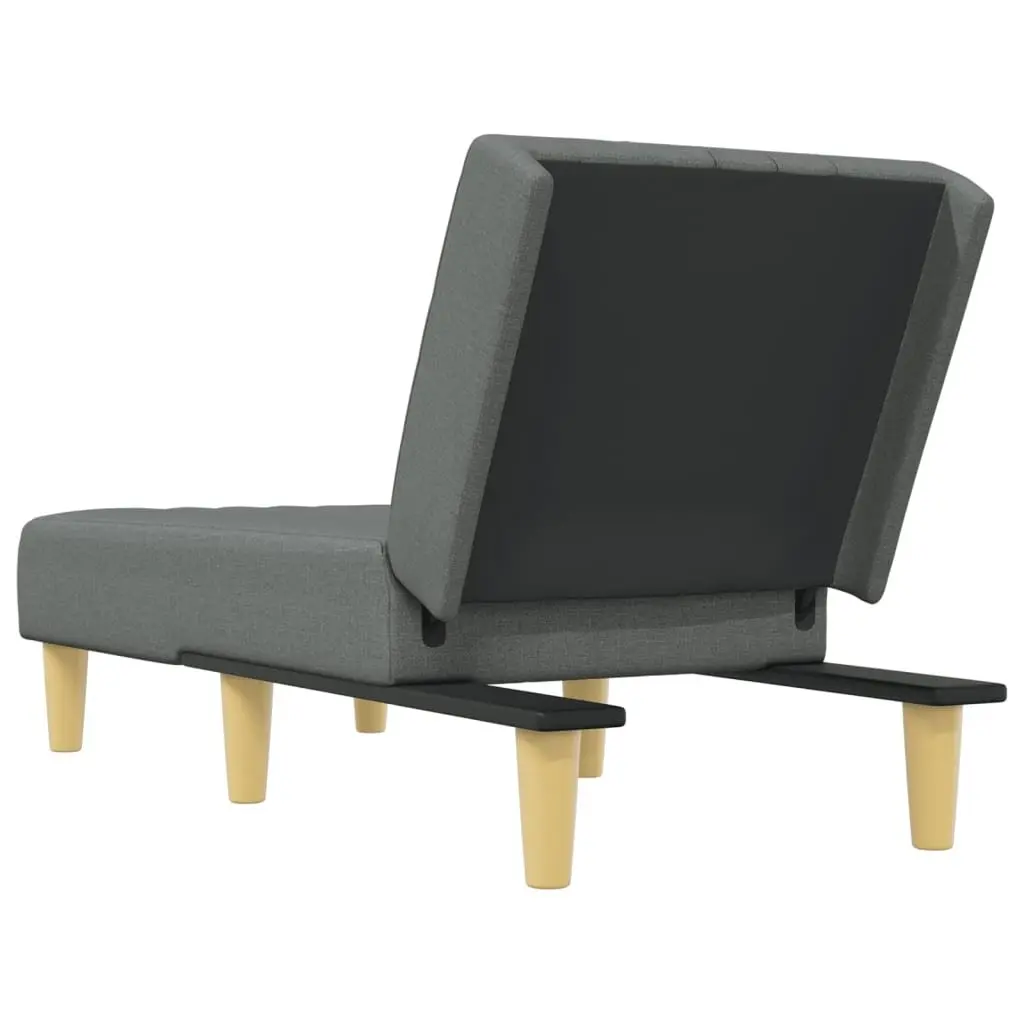 Grey Fabric Chaise Longue Convertible Lounge Chair
