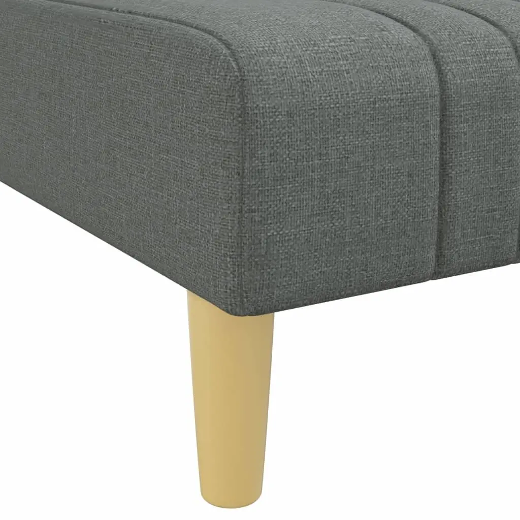 Grey Fabric Chaise Longue Convertible Lounge Chair