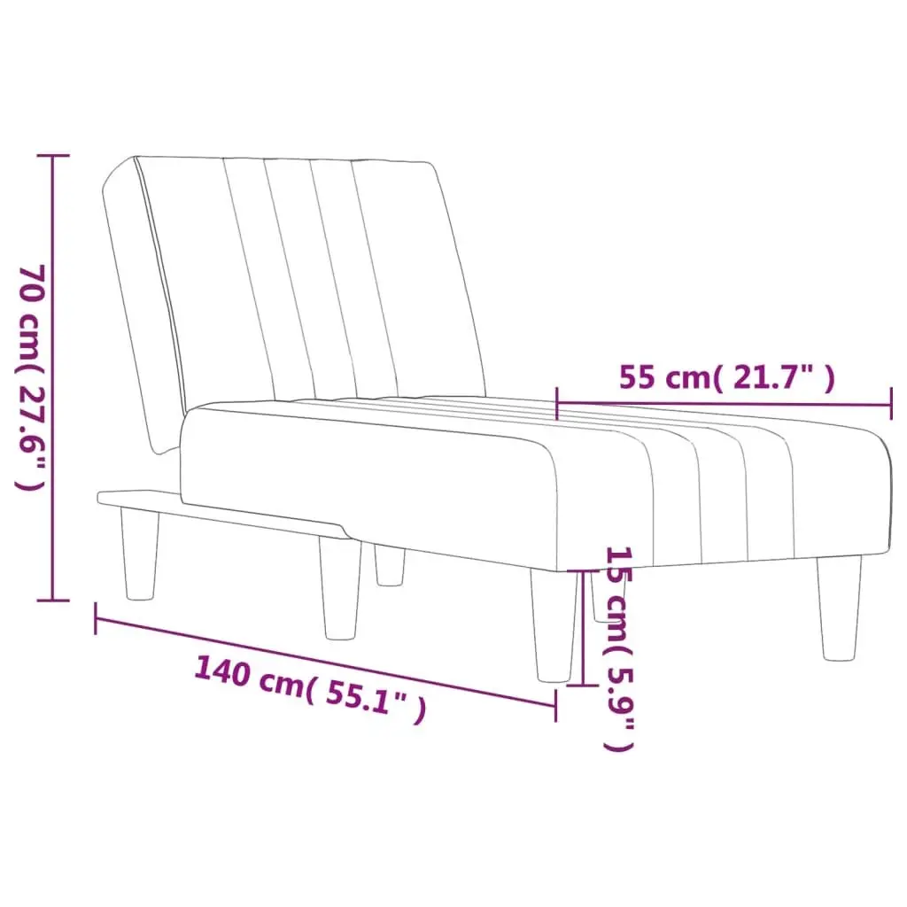 Grey Fabric Chaise Longue Convertible Lounge Chair