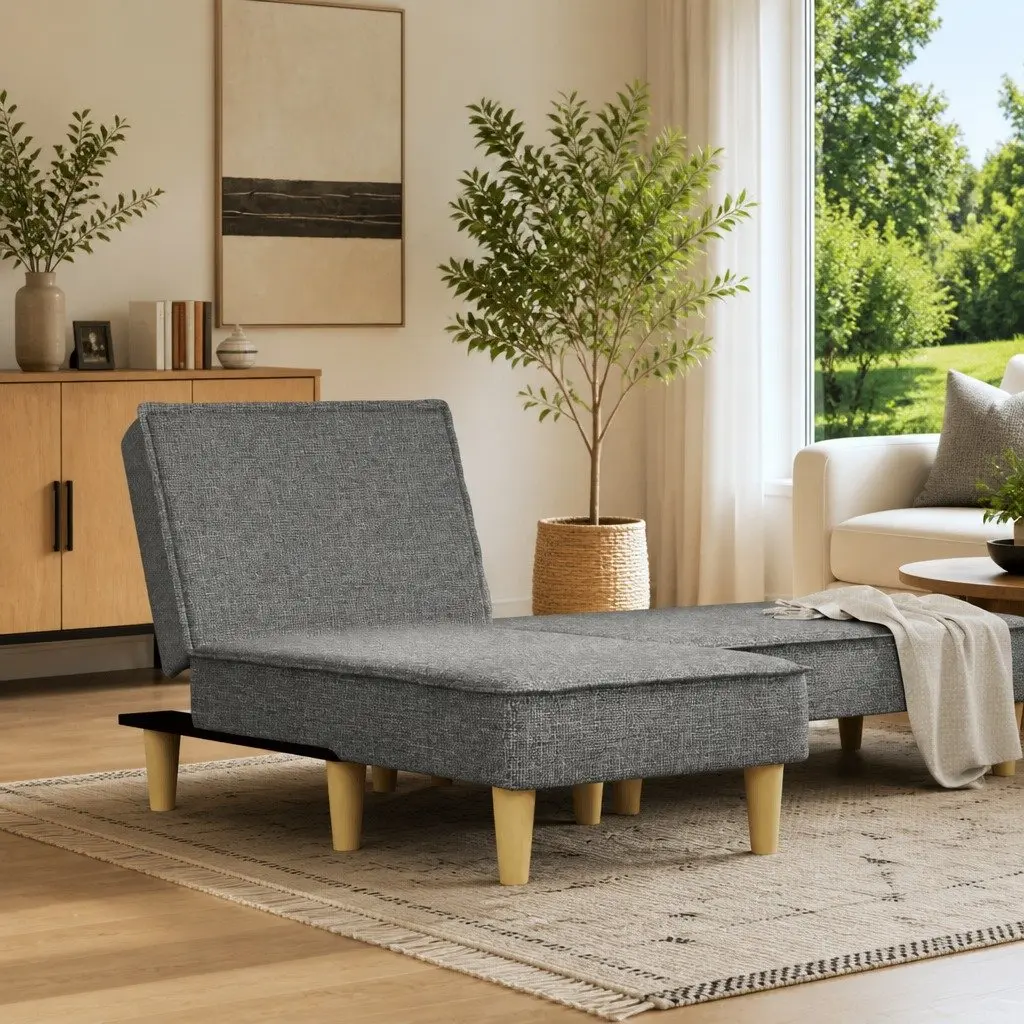 Dark Grey Fabric Chaise Longue with 3 Reclining Positions