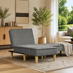 Dark Grey Fabric Chaise Longue with 3 Reclining Positions