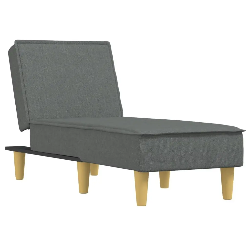 Dark Grey Fabric Chaise Longue with 3 Reclining Positions