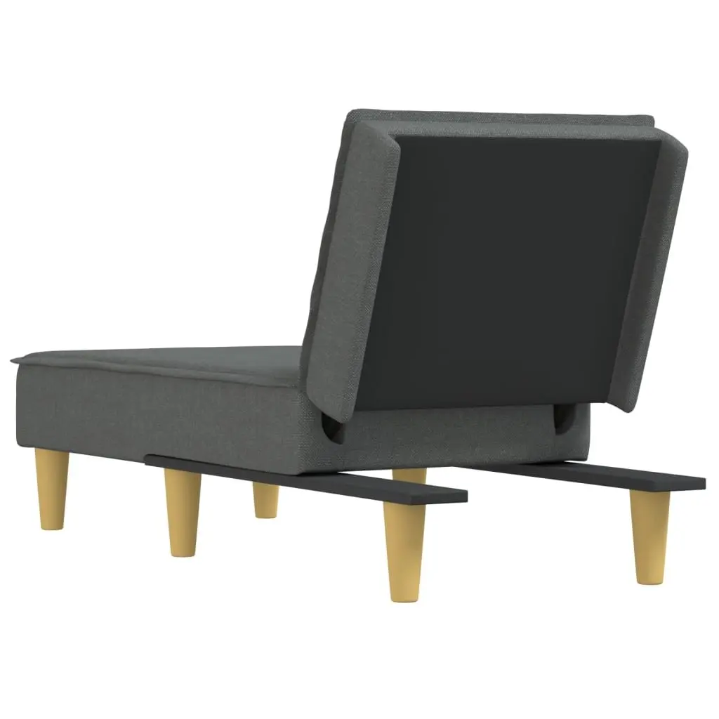 Dark Grey Fabric Chaise Longue with 3 Reclining Positions