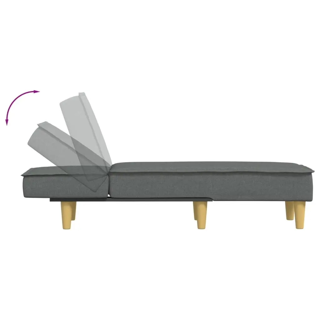 Dark Grey Fabric Chaise Longue with 3 Reclining Positions