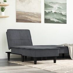 Chaise Longue Reclining Lounge Chair Grey Velvet Convertible 3 Position Sofa Bed