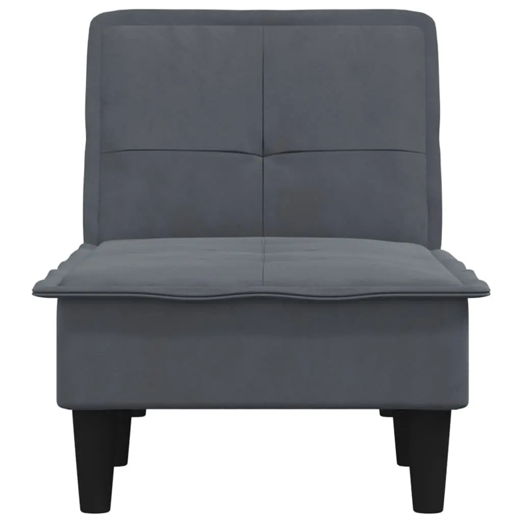 Chaise Longue Grey Velvet Convertible 3 Position Sofa Bed