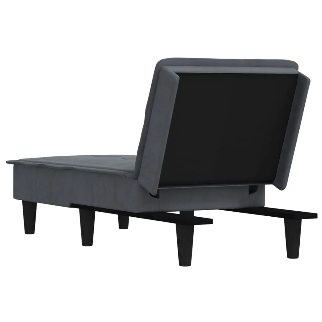 Chaise Longue Grey Velvet Convertible 3 Position Sofa Bed