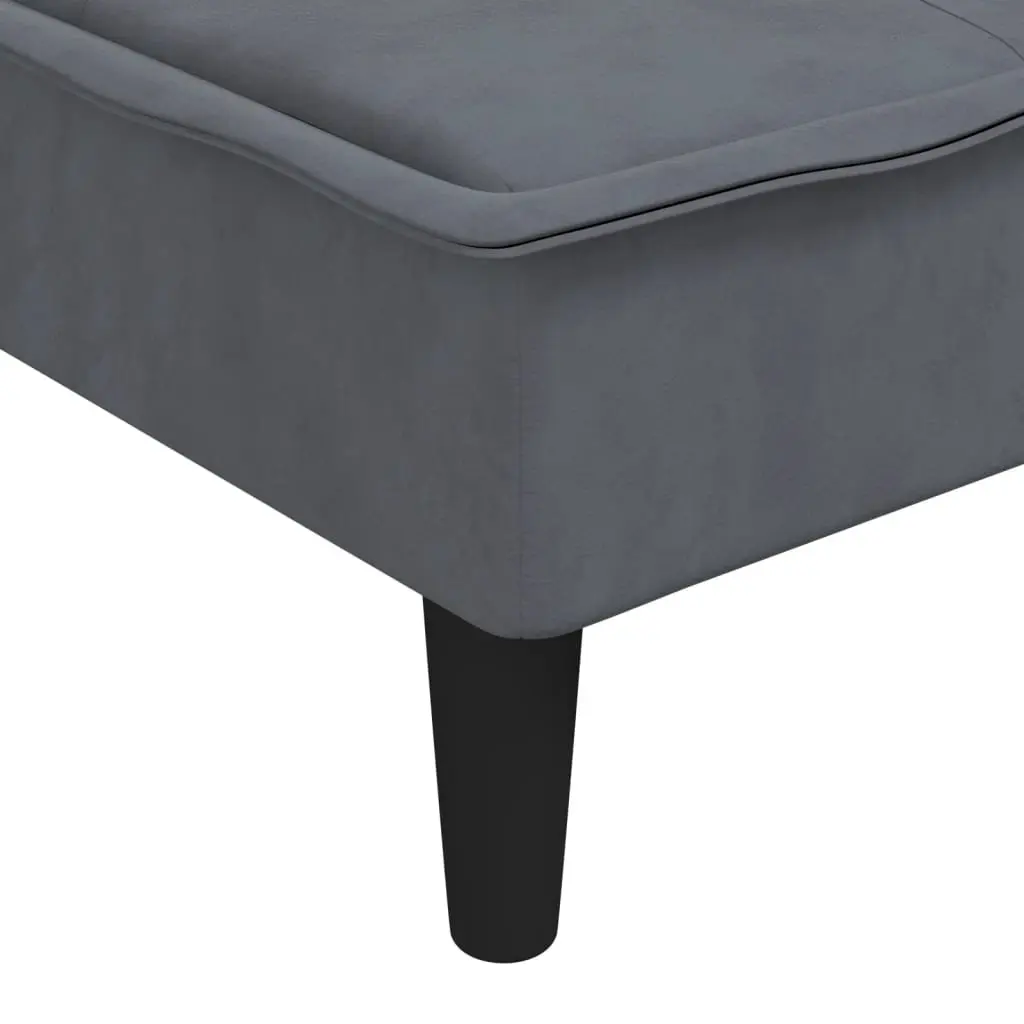 Chaise Longue Grey Velvet Convertible 3 Position Sofa Bed