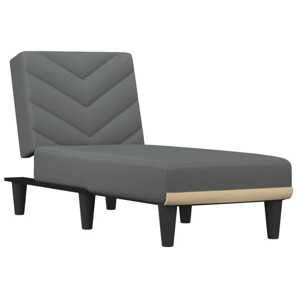 Chaise Longue Grey Fabric Convertible Sleeping Sofa