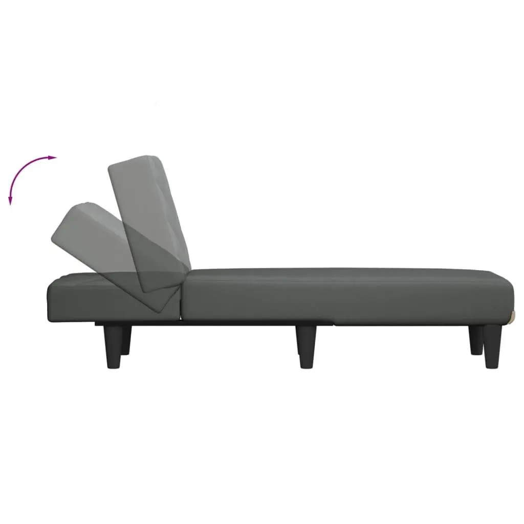 Chaise Longue Grey Fabric Convertible Sleeping Sofa