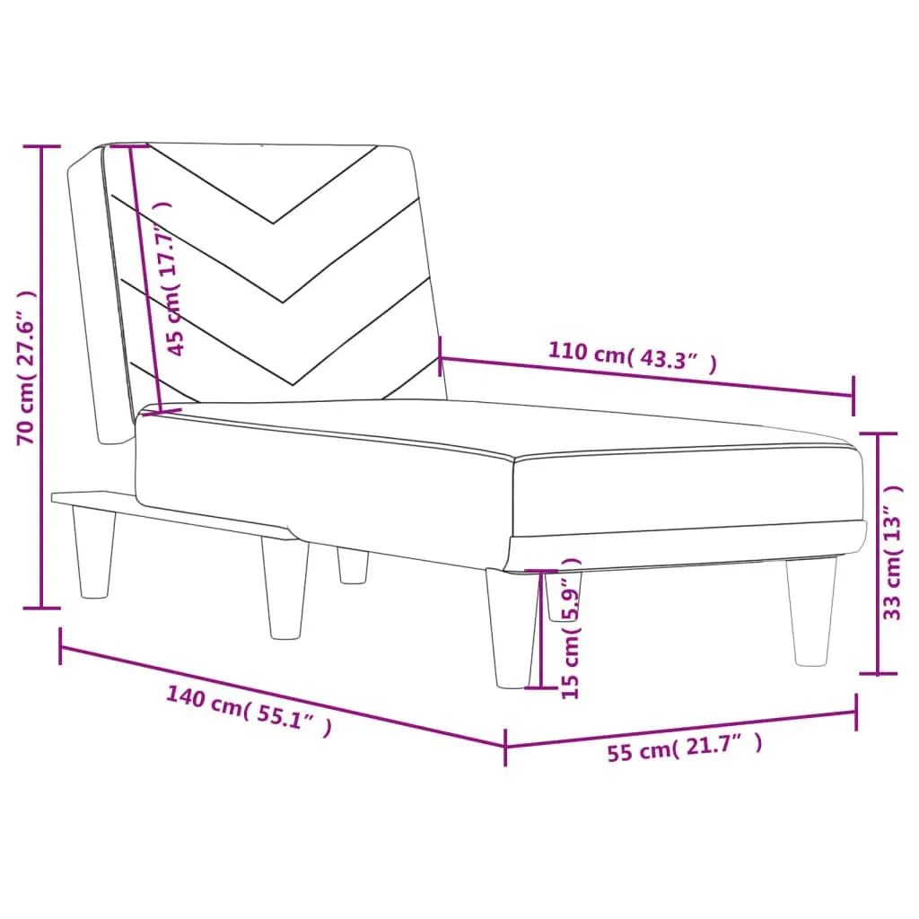 Chaise Longue Grey Fabric Convertible Sleeping Sofa