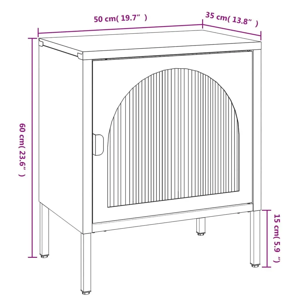 Black Nightstand with Glass and Steel