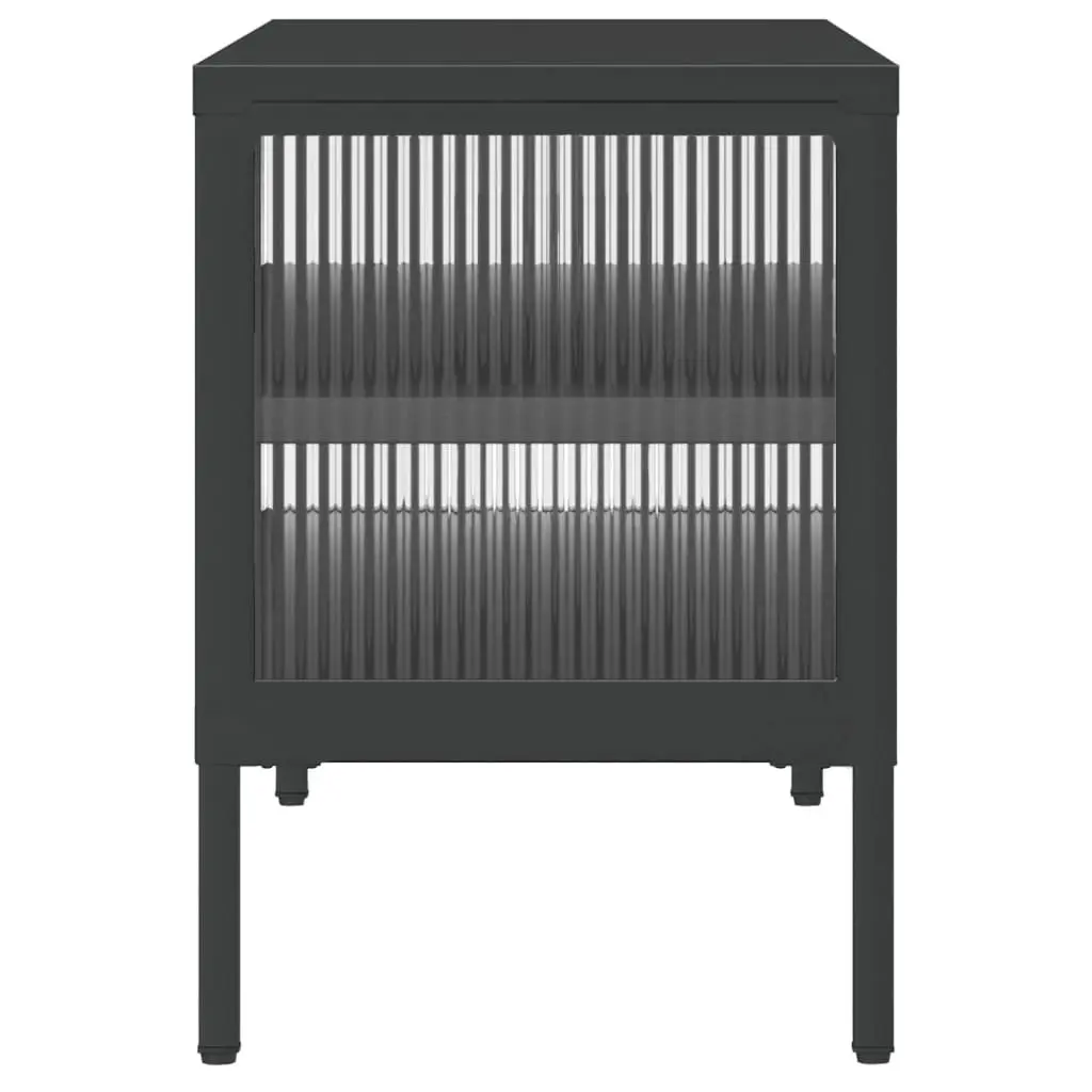 Black Glass and Steel TV Cabinet for Living Spaces