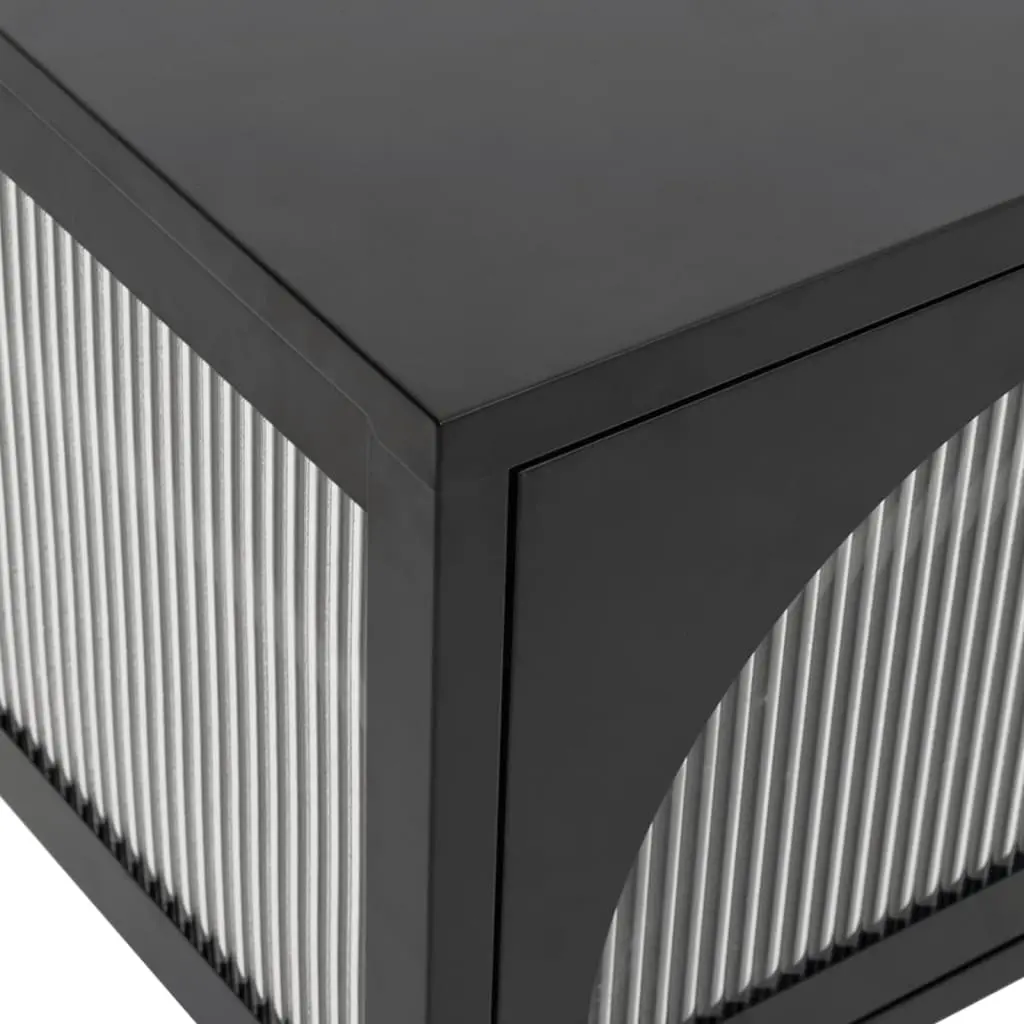 Black Glass and Steel TV Cabinet for Living Spaces